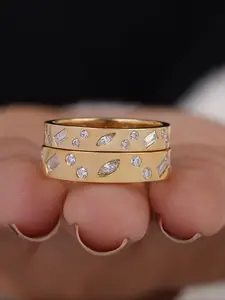1 Pc Personalized Design Geometric Cutting Zircon Ring for Women Engagement, Wedding, Bridal Rings for Party Daily Wear as Anniversary Birthday Valentine's Day Gift for Girlfriend