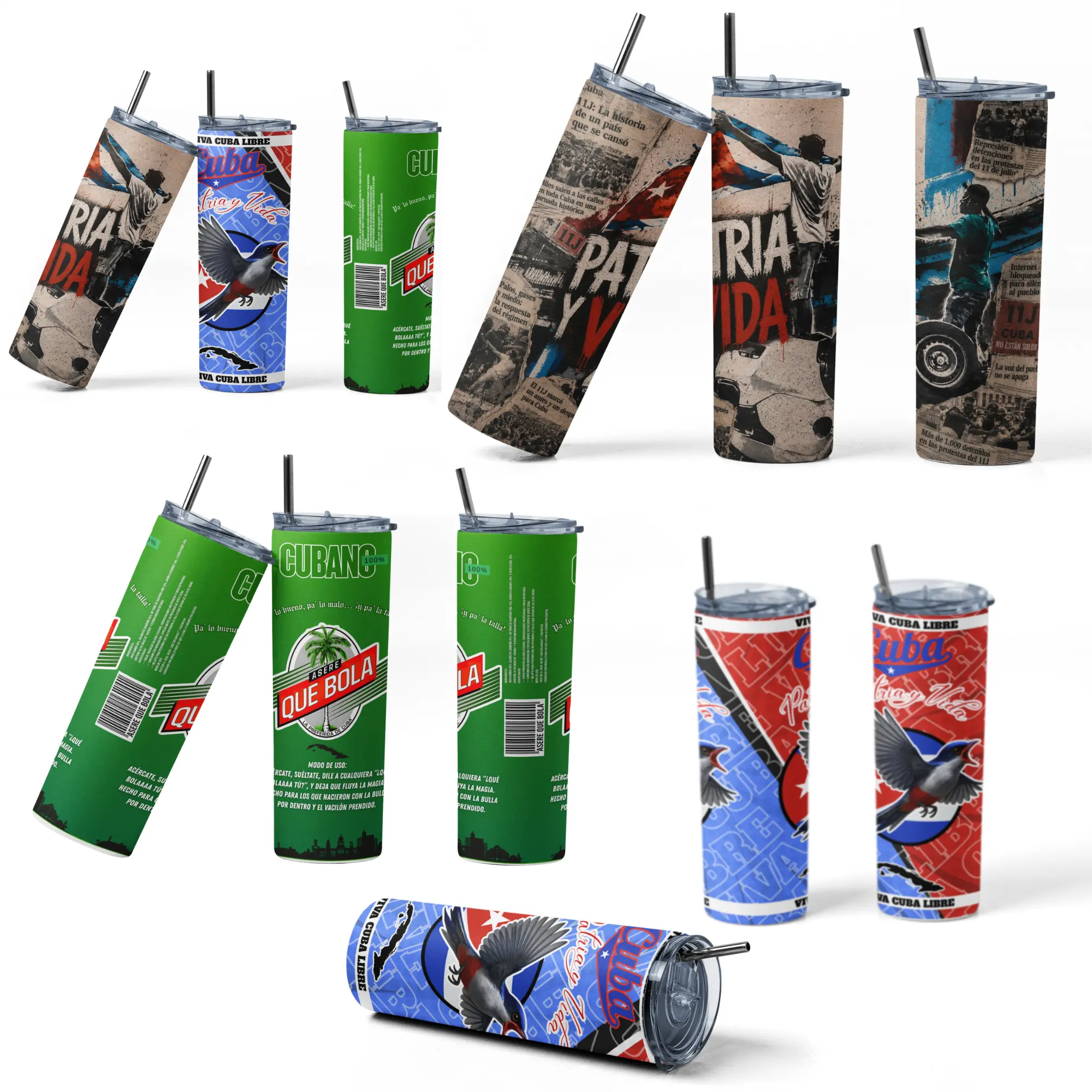 20oz Metal Insulated Tumbler "Asere Que Bola" Cuban Style Thermal Insulated Durable Stainless Steel Sublimated Design Leak Resistant Lid Perfect for Daily Use Gifts Parties and Collectors