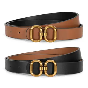 JASGOOD Reversible Leather Belt for Women with Gold Buckle Ladies Leather Belt for Jeans Pants