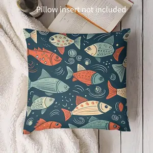 1PC Coastal Wind Fish Pattern Pillow Cover, 18x18 inches, with various animation styles of fish pattern pillow covers, suitable for bedroom, living room, sofa, courtyard, spring and summer home decoration
