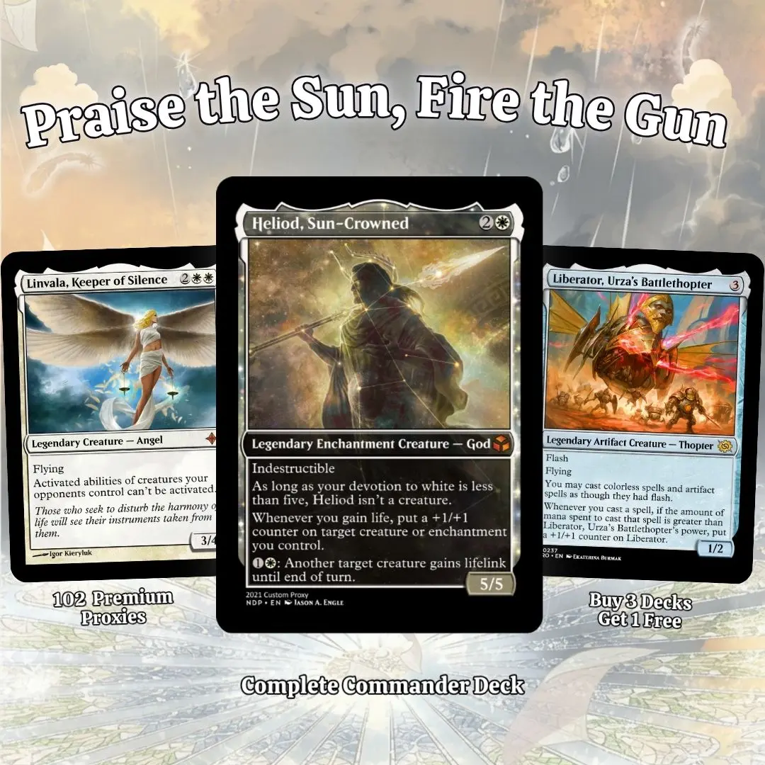Mono White Heliod Sun-Crowned Stax Control Ballista Combo Ready-to-Play Magic: The Gathering Commander Deck (100+ Cards) - Praise the Sun Fire the Gun Synergy Strategy Theme, Gift for Card Collectors
