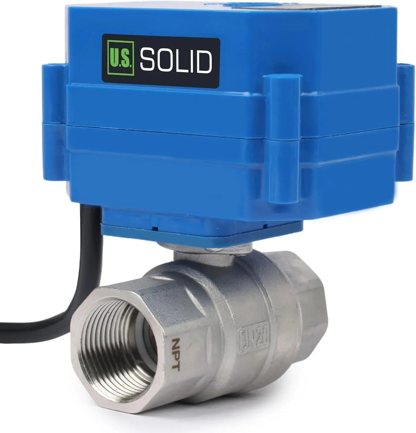 U.S. Solid 3/4" Stainless Steel Motorized Ball Valve – 110V AC, Auto Return, Normally Closed, Full Port