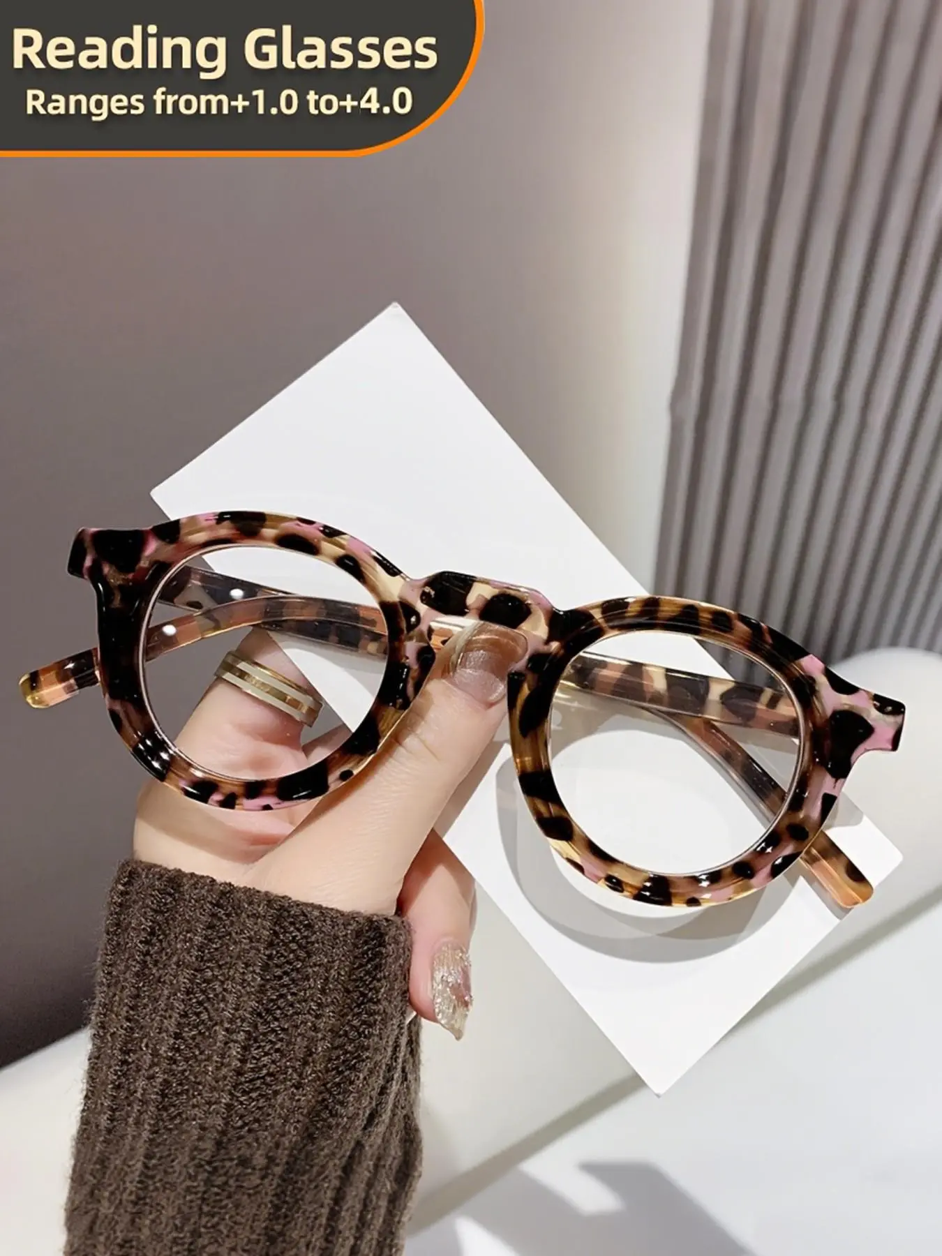 Women's Retro Round Reading Glasses Interchangeable Strength (+1.0-+4.0) with Spring Hinges, Lightweight Frame for Presbyopia, Computer & Book Reading, & Vision,christmas gifts, Reading Eyeglasses