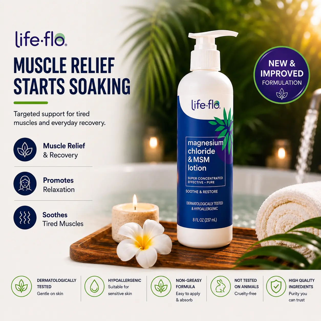 NEW: Life-flo Magnesium Chloride & MSM Lotion 8oz - Daily Body Ritual - Find Your Flo