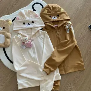 Y2k Harajuku Streetwear Hoodies Women Japanese Style Kawaii Sweet Cute Cartoon Print Zipper Sweatshirt Soft Girl 2025 Jacket V221