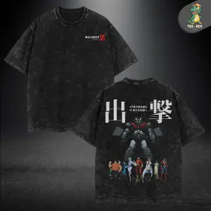 Mazinger Z Vintage Washed Anime Graphic Tee – Retro Oversized T-Shirt Inspired by Classic Mecha Series, Premium Cotton Fabric, Perfect Gift for Anime Lover, Otaku, or Streetwear Collector