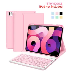 STWMOOCE iPad Wireless Keyboard Case with Pencil holder for 10.2" 7/8/9th Gen, 10.9" 10th Gen iPad/Air4/5th,11" Air(M2/M3)/Pro 2/3/4th/A16 Pink Cover