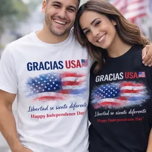 Gracias USA Independence Day T-Shirt for Men and Women - Liberty Design - Perfect for Celebrating American Independence Day - Available in White and Black Crewneck Casual Summer Tshirt