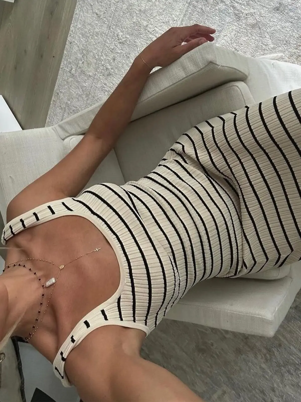 Women's Casual Old Money Aesthetics Striped Long Knit Dress