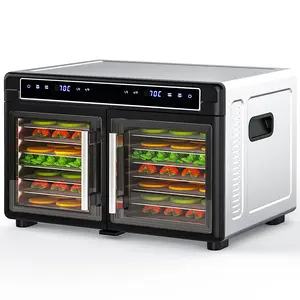 COWSAR Dual-zone Food Dehydrator Stainless Steel with Independent Temperature Control Convection Function 72 Hours Timer LCD Screen for Fruit Herb Food Meat