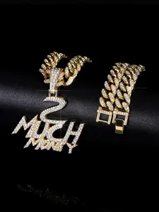 1Pcs Shining MUCH MONEY Pendant with Iced Cuban Chain Miami Necklace Fashionable Chain Decorated for Men and Women Hip Hop Pendant Cuban Link Choker Necklace Jewelry Gift