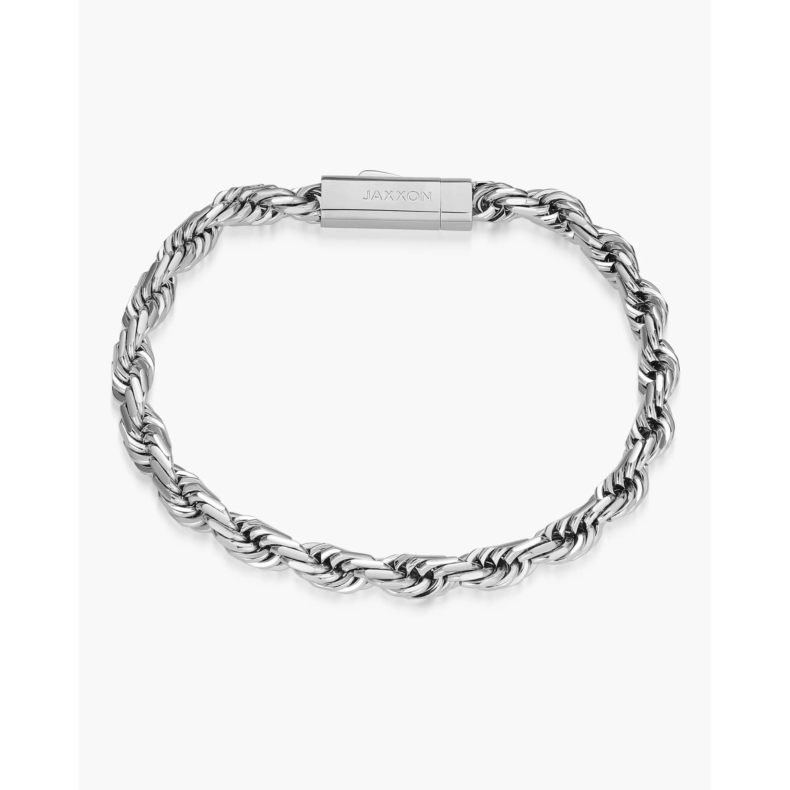 JAXXON Rope Bracelet 5mm - Silver - Waterproof - Box Clasp