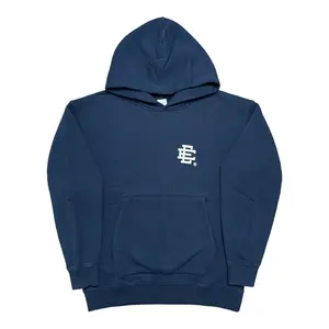 Eric Emanuel EE Basic Hooded Sweatshirt, Menswear Casual Long-Sleeve Pullover Tops, Navy White