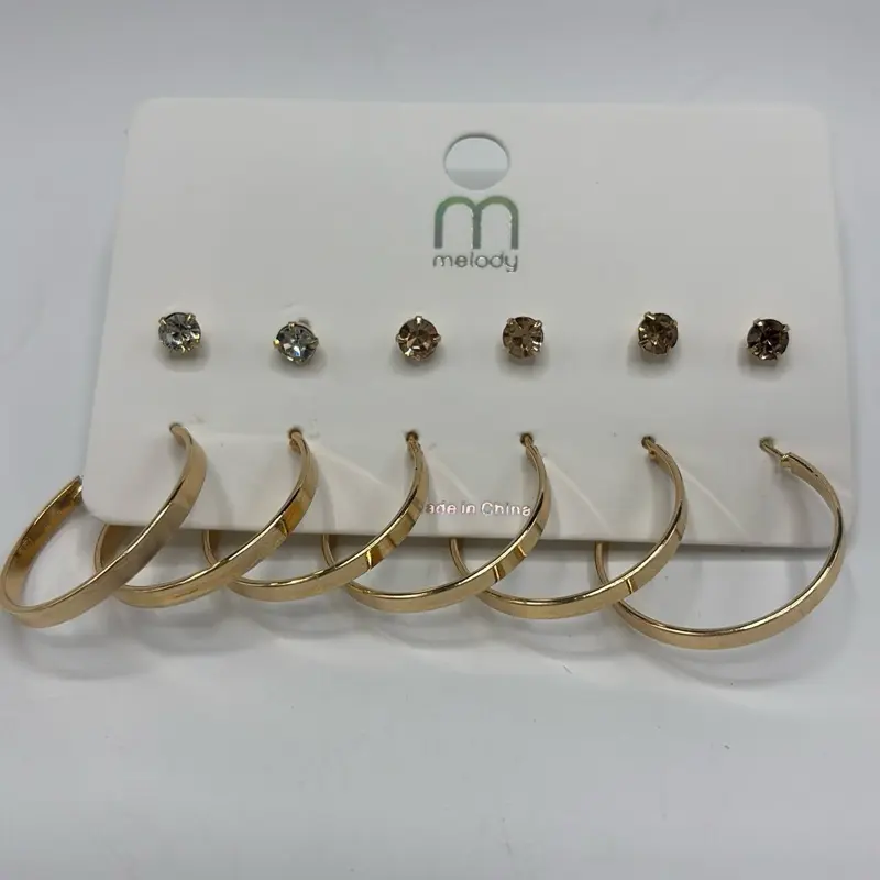 6 Pairs of Classic Style Fashion Earrings, Minimalist Design Wedding Set Earrings with Leverback Closures