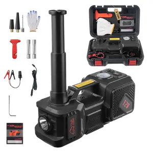 New Model Black 5-Ton Hydraulic Electric Jack with LED Light & Air Compressor Portable Air Pump for Tire Changing Inflation Versatile Tool Kit