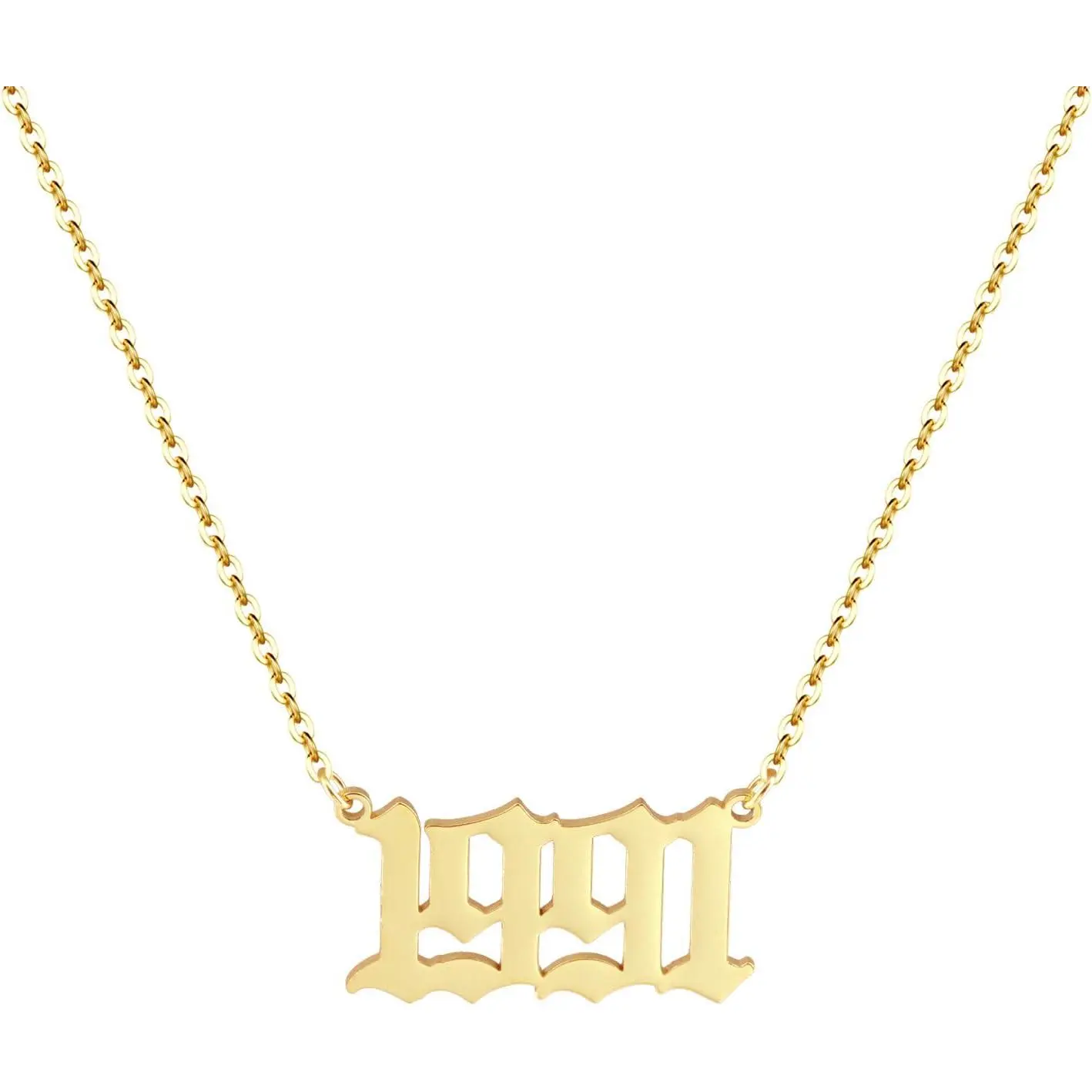 Birth Year Necklace 18K Gold Plated Birth Year Number Pendant Necklace Stainless Steel Birthday Year Necklace for Women,1970-2024