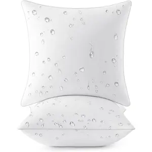 Pack of 2 18x18 Outdoor Pillow Inserts Waterproof Decorative Square Throw Pillow Inserts for Patio Sofa Garden Porch Couch