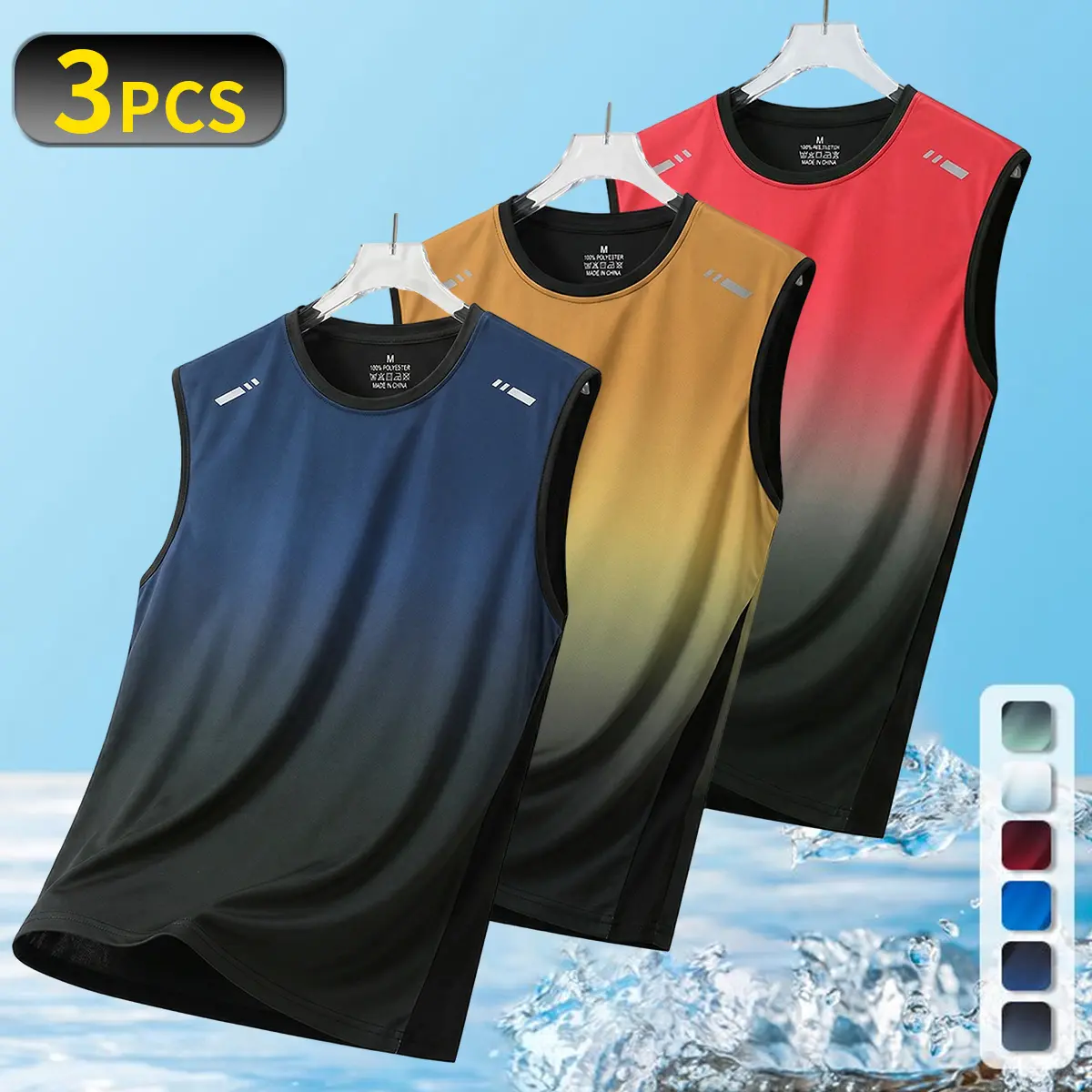 MISTERX Selection Men's Gradient Athletic Tank Top, Quick-Dry Sleeveless Fitness Workout Vest for Gym Training and Running