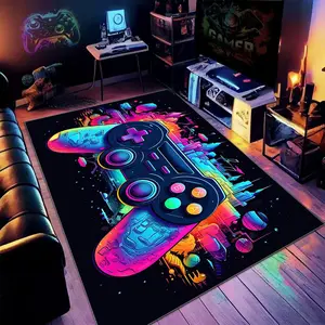 Game Controller Pattern Floor Mat, 1 Count Colorful Creative Soft Floor Carpet, Decorative Area Rug for Home Living Room Bedroom Game Room, Video Game Rug, Gaming Rugs