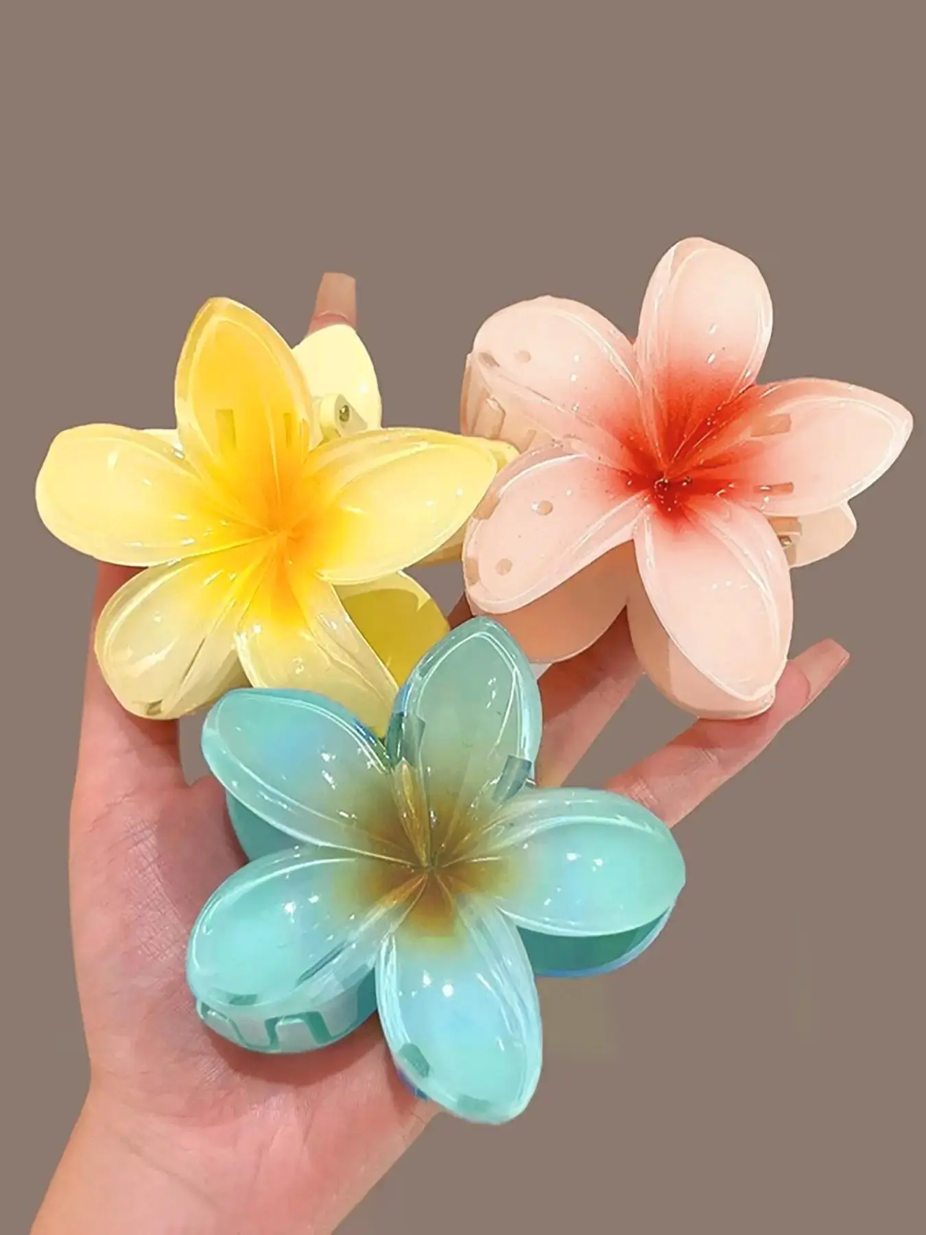 Summer 2026 Floral Hair Claws (3 Pcs/Set), Flower Claw Clips, Casual Versatile Hair Accessories for Women & Girls, Minimalist Claws Suitable for Thick Hair
