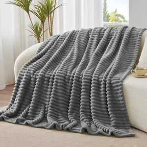Super Soft Microfiber Plush Blanket 3D Classic Striped Bohemian Style Warm Cozy All-Season Use Throw Blanket Soft Machine Washable Ultra-Fiber Lightweight Fabric