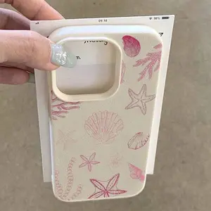 A Pink Shell Coral Starfish Pattern Suitable For TPU Cases For Phone 16 Pro Max, Compatible With Phone 16 Pro Max/14/16 Plus/15/13 Pro/12, Durable And Drop-Resistant Protective Cover With A High Aesthetic