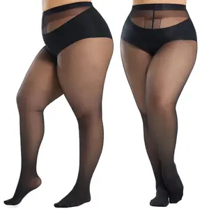 Plus Size Warm and Windproof Pantyhose for Women 20 Denier Sheer Soft Tights Nylon Stockings Black Versatile for All Occasions