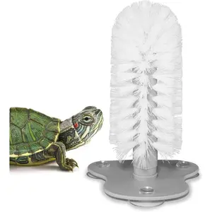 Turtle Shell Cleaning Brush with Three High Suction Power Suction Cups for Turtle Tank, White