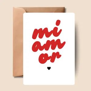 Valentine Card Mi Amor My Love | Spanish Love Card | 5x7 Greeting Card with Envelope | Romantic Valentine Card