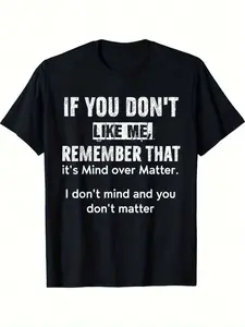 [Mind Over Matter T-Shirt] High Elasticity Cotton Men's "Mind Over Matter" Graphic T-Shirt | Loose Fit Short Sleeve Round Neck For Casual & Sports Wear, Spring/Fall Streetwear Essential, Durable Fabric, PLUS SIZE