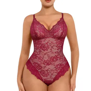 FeelinGirl Sexy Lace Bodysuits Shapewear for Womenswear Mesh Nylon Clothing Seamless Underwear Womenswear Tops Valentine's Day Gift  Springtok