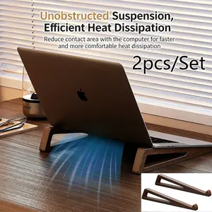 1 piece/set of solid wood laptop stand for heat dissipation, suspended convenience, desktop height increase, vertical stand, tablet storage rack, Computer Stand