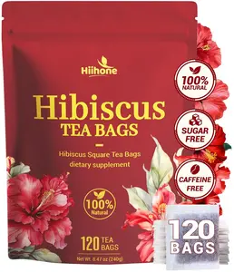HIIHONE Hibiscus Tea, Hibiscus Flower Wellness Herbal Tea  Bags, Natural Hibisco Tea, Rich in Vitamin C, Natural Digestion Support, Caffeine Free, Sugar Free
