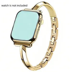 1PC fashionable, slim and simple women's metal chain for Apple Watch bands, compatible with Apple Watch 38/40/41/42/44/45/46/49mm, suitable for Apple Watch series Ultra/SE/11/10/9/8/7/6/5/4/3/2/1, adjustable and durable metal material (strap only)