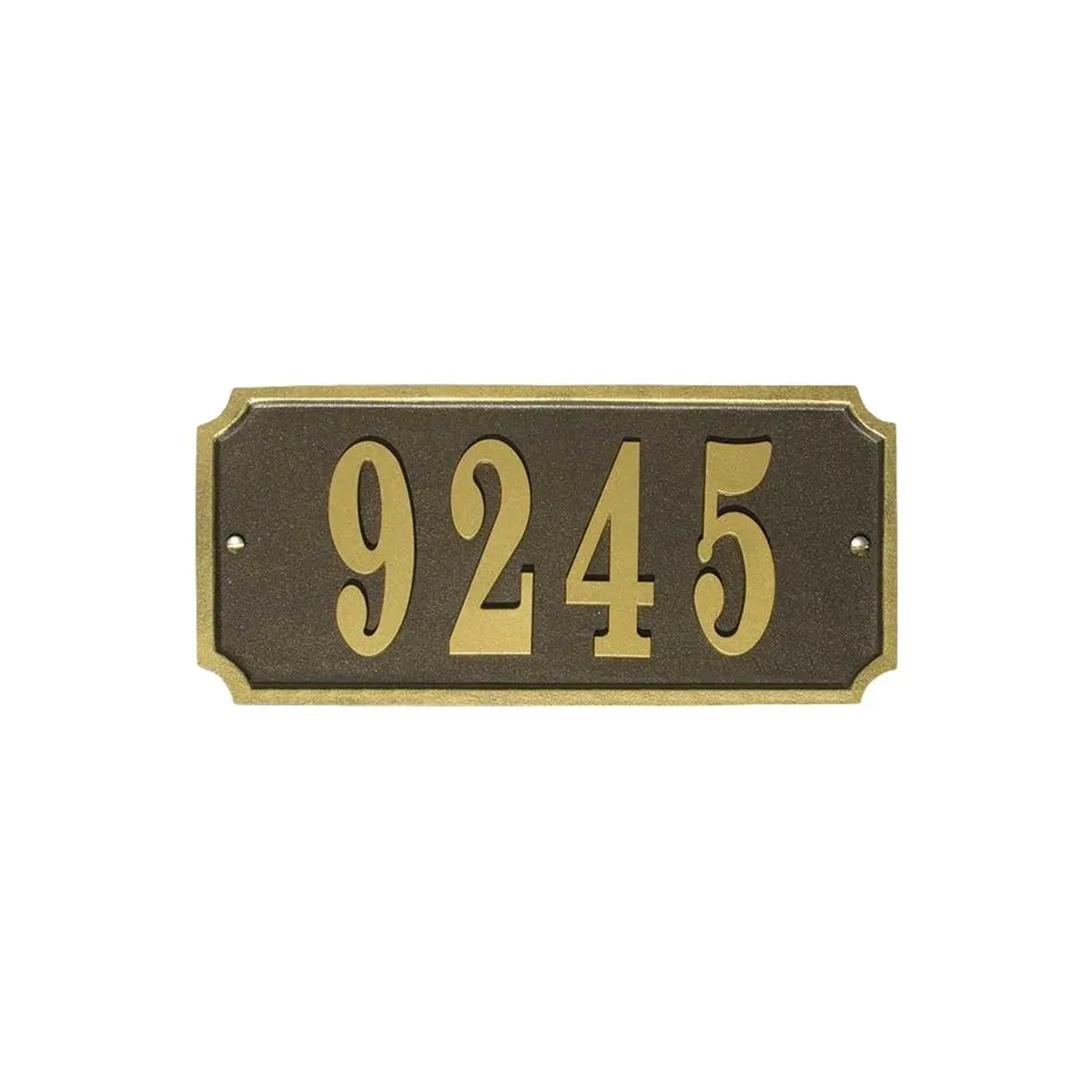QualArc WATR-REC-BZ 16 in. Waterford Rectangle Cast Aluminum Bronze Address Plaque with Gold Border, Home Decor Signs