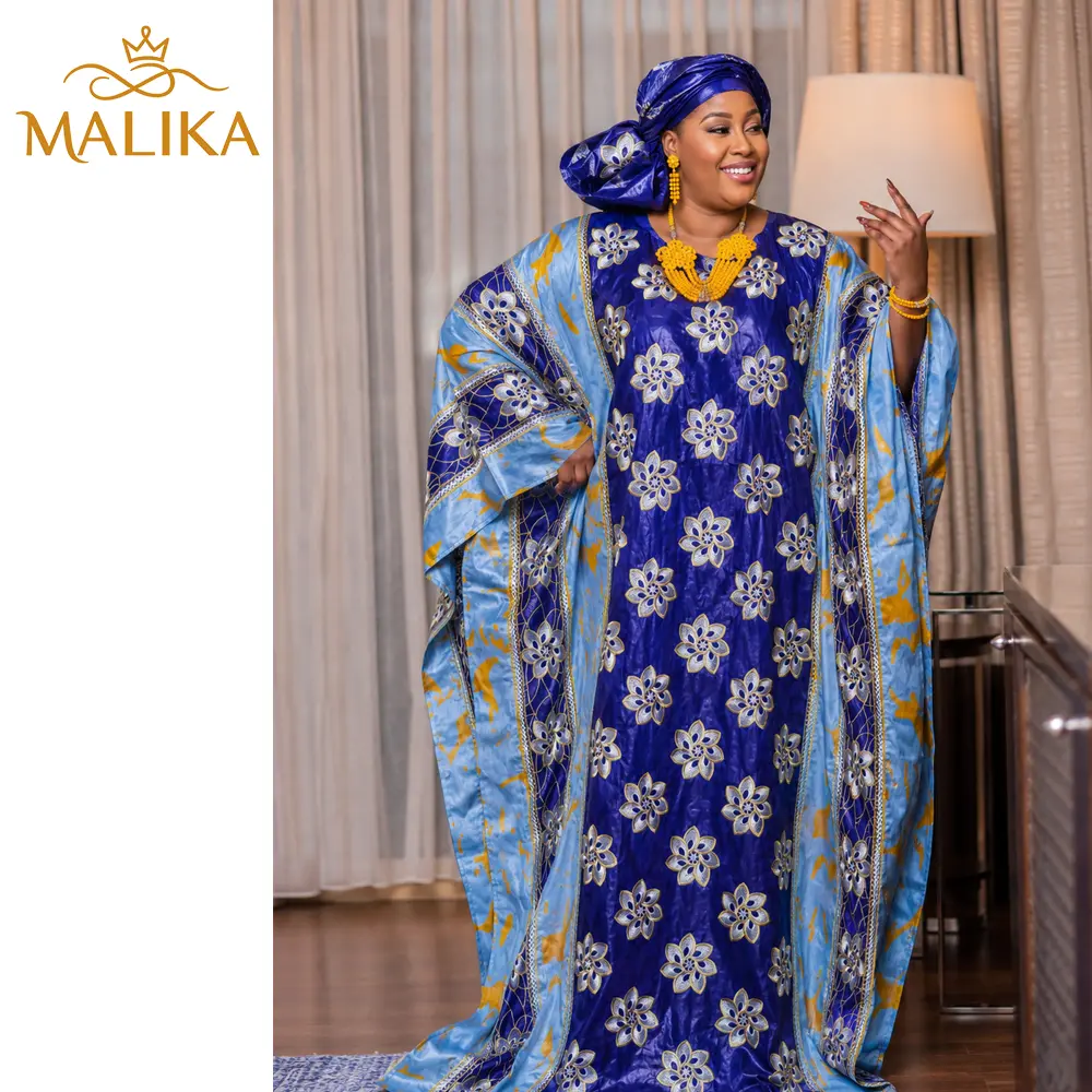 Original Perfumed Bazin Riche Boubou Dress, a Modest Cowl Neck Maxi Gown with Gold Embroidery & Batwing Sleeves for Bridal Outfits, Maxi Dress, Gold Formal Dresses