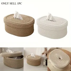 Tissue Box  Rope Woven Tissue Box Storage Box Desktop Storage Box Pumping Paper Box Home Office Room Car Decor Tissue Box Bathroom Decorations
