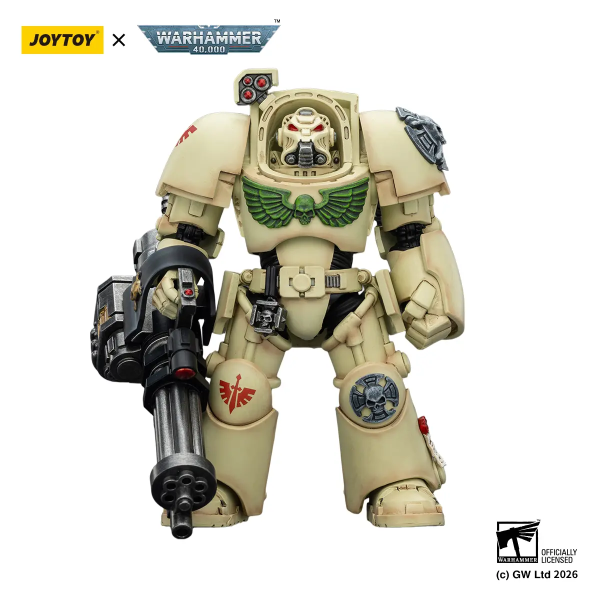 JOYTOY Warhammer 40,000 1/18 Unisex PVC+ABS Collectible Figure - Dark Angels Deathwing Terminator 3, Power Fist, Assault Cannon, Battle Armor, 12+ Age Toy, JT03141, Above 12
