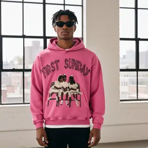 Sopula Studio Men's Vintage First Sunday Faith Graphic Acid Washed Oversized Hoodie