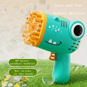 Automatic 40-Hole Dinosaur Bubble Gun Toy, Outdoor Rechargeable Bubble Machine for Kids, Handheld Bubble Maker, Beach Pool Party Birthday Halloween Christmas Gift