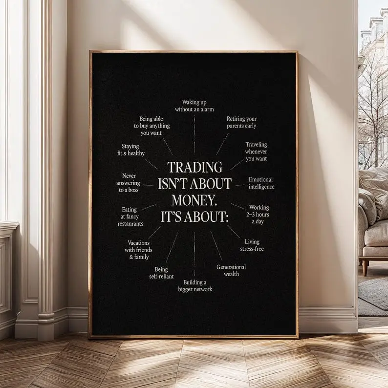 Trading Isn't About Money Wall Art, Trading Motivation Poster, Stock Market Quote Decor, Day Trader Office Wall Art, Financial Freedom Poster