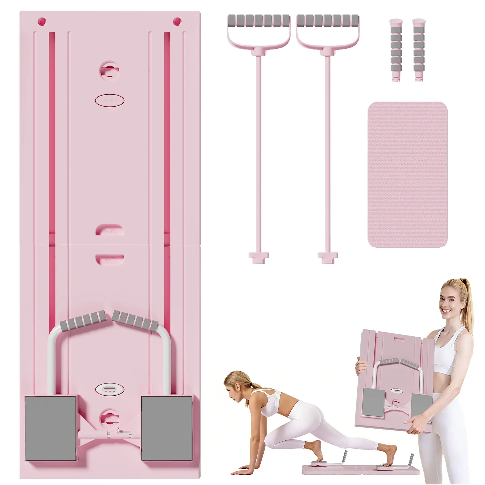 2026 New  Upgrade Pilates Board,Multi-functional Ab Exercise Board,FoldableHome Pilates Reformer with Knee Mat,Home advanced pilates,Abdominal&Core Strength Training with Full-Body Toning Support,Ab Crunch Trainer,Reformer with Timer Portable pedal tool