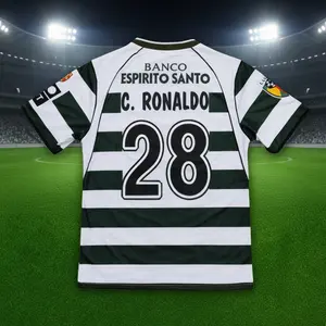 Cr1st1ano Ron4ldo #28 Sporting Lisbon 2002/2003 Home Soccer Jersey – Retro Football Shirt, Classic CR7 Jersey, Trikot, Vintage Club Kit for Fans