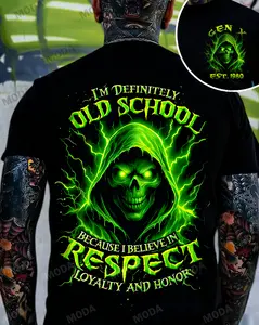 Chaosmoda Generation X I'm Definitely Old School Custom Year Skull T-shirt Crewneck Man Breathable Cotton Tshirt