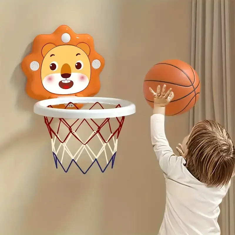Height Adjust Kids Basketball Hoop, No-Drill Wall-Mounted Mini Basketball Set, Indoor Active Play Toy for 3+ Toddlers, Birthday Gift That Encourages Active Play, Adjustable Height