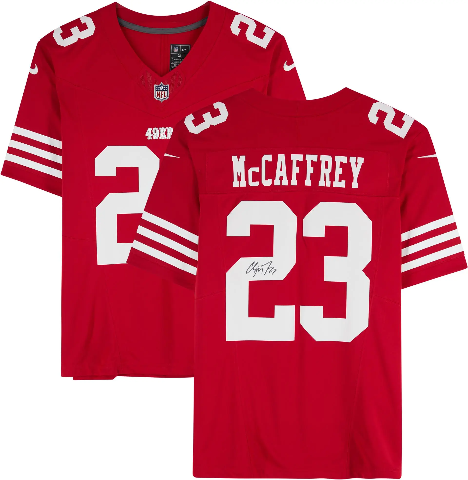 Christian McCaffrey San Francisco 49ers Autographed Red Nike Limited Jersey - Fanatics Authentic Certified