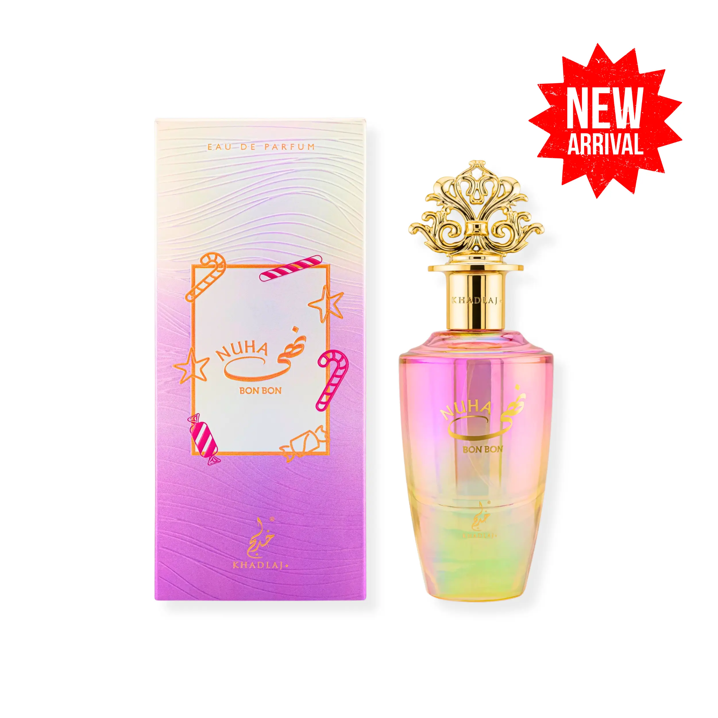 KHADLAJ Nuha Bon Bon Eau De Parfum for Women (Single Item) - Creamy Gourmand Perfume with Floral Fruity Scents, Strawberry, Milk & Vanilla Notes, 85ml/2.87 fl oz, Gourmand Perfumes, Candy Fragrance