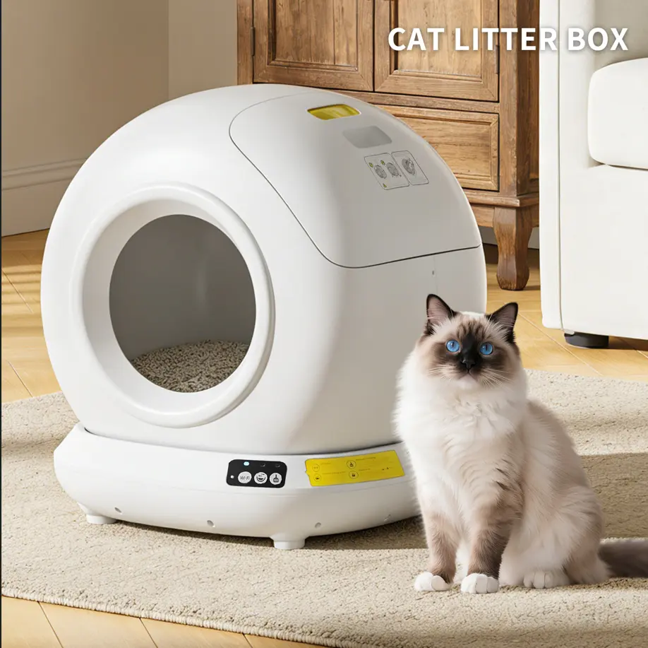 Smart Automatic Cat Litter Box - Self-Cleaning, WiFi-Enabled with APP Control, Large Capacity, Quiet, White Cat Litter Tray, Automatic Litter Box