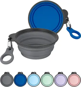 Collapsible Dog Bowls with Bottle Carrier - 2-Pack Travel Set for Pets, Durable One-Piece Silicone Design, 15oz Foldable Water Bowls for Walking, Hiking, and Outdoor Adventures food container