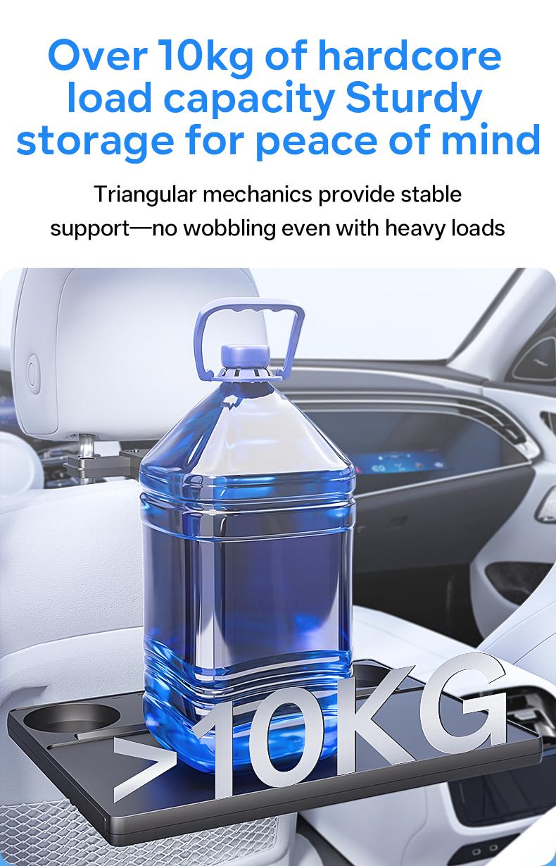 Multi-Use Car Back Seat Tray Bracket, Extendable Adjustable, Foldable Easy Install 10kg Sturdy Support, Space-Saving Mobile Office for Remote Workers, Fits Cup Phone Laptop, for Students Travelers